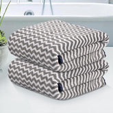 Kuber Industries Microfiber Bath Towel 700 Gsm | Large Size Soft Quick Dry & Absorbent Shower Bath Towel (Zig Zag - Grey)- Pack Of 2