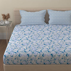 Bedsheet For Queen Size - 88 X 96 Inches, With 2 Pillow Covers, Blue & White | Ideal For Daily Use & Gifting Bedsheet | Designer Printed Bedsheet Set