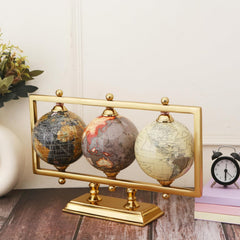 Globe For Office Table Rotating World Map For Kids Room Office Decor, 4 - Inch Diameter Globes With Black Metal Stand For Study Table (Gold Rectangle Frame) Pack Of 1