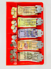 Abs Cash Drawer, 5 Cash & 4 Coin Compartment, Cashier Storage Safe Box, Metal Clip, 40.5 X 24.5x 3.5 Cm, Colour - Red, Material