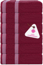 Casa Copenhagen Egyptian Cotton Solitaire Hand Towel 740 Gsm (Burgundy)- Pack Of 6