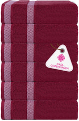 Casa Copenhagen Egyptian Cotton Solitaire Hand Towel 740 Gsm (Burgundy)- Pack Of 6