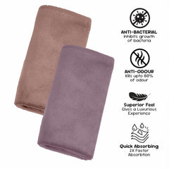Housse Microfiber Hand Towel 1200 Gsm | Premium Quality Towels Ultra Absorbent & Anti-Bacterial For Gym (Dapple Grey & Luxurious Mocha) - Pack Of 6