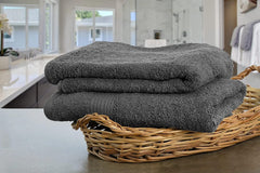 Tiqh Organic Cotton Thick & Plush Hand, Gym & Workout Hand Towel 500 Gsm - Set Of 2 (Charcol)