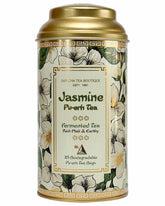 San-Cha Jasmine Pu-Erh Tea - 25 Biodegradable Tea Bags | Rich Malt & Earthy Notes - Environment Friendly & Made In Corn Fiber | Low Caffeine