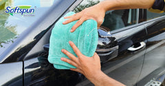 Softspun Microfiber Cloth Towel Set 400 Gsm | Extra Thick Microfiber Cleaning Cloths Perfect For Bike, Auto, Cars Both Interior & Exterior (Aqua Blue)