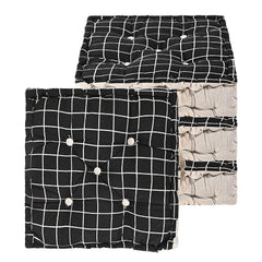 Soft & Comfortable Cotton Chair Cushion Pillow For Sitting, Check Print - Black | Pillow For Office Work & Posture Support | Sitting Cushion & Back Rest For Chair | Pain Relief - Pack Of 4