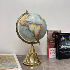 Antique World Globe Rotating With Metal Arc & Round Stand, Educational Globe For Gift, Showpiece, Home Office Decor, Desk Table, World Map, Pack Of 1