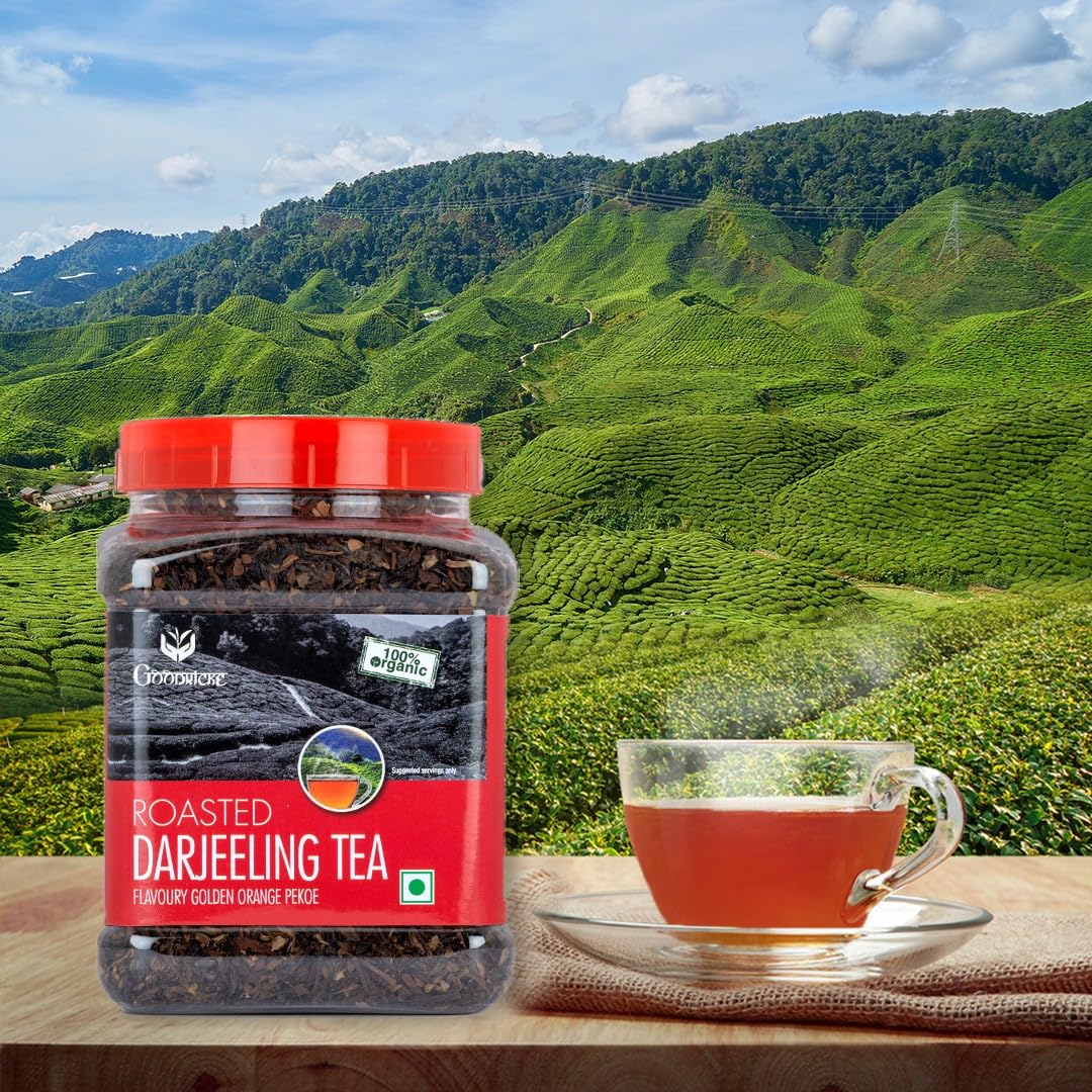 Goodricke Roasted Darjeeling Tea Pack Of 3 X 250gm Jar, 8.8 Ounce Each - Flavoury Golden Orange Pekoe | Premium Black Loose Leaves Tea With Rich Taste & Flavor - Low Caffeine Goodricke Roasted Darjeeling Tea Pack Of 3 X 250gm Jar, 8.8 Ounce Each - Flavoury Golden Orange Pekoe | Premium Black Loose Leaves Tea With Rich Taste & Flavor - Low Caffeine