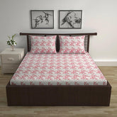 Cotton Double Bedsheet With 2 Pillow Covers - 87 X 100 Inches, Grey & Red | Smooth & Comfortable For Daily Use - All Weather Coziness & Bedroom Style