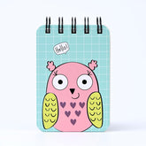 Spiral Pocket Notebook Cute Mini Notepad, Handy Notebook For School, Office (Owl Design) 1Pc