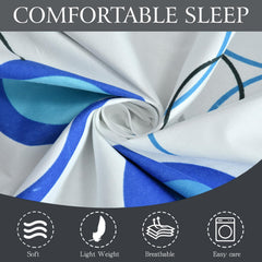 Microfiber Single Bedsheet Set With 1 Pillow Covers (60 X 90 Inches) White & Blue | Durable & Long-Lasting | 144 Thread Count | Wrinkle Free