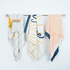 Thirsty Towel Bamboo Bath Towels 720 Gsm | Quick Dry Lightweight High Absorbent Bath Towel Large Size | Pack Of 3 (Rise N'Shine + Just Stripe & Tangerine Dream)