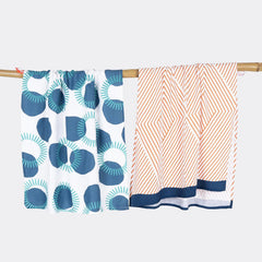 Thirsty Towel Bamboo Bath Towels 460 Gsm | Super Soft & High Absorbency Towel, Light Weight, & Quick Dry Bath Towel Large Size - Circles, Tangerine Dream (Pack Of 2)