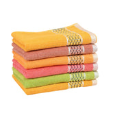 Outlay Home Ultra Soft & Super Absorbent Hand Towels 800 Gsm | Decorative Silver Border (Multicolor)- Set Of 6