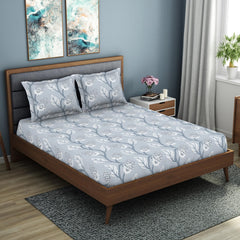 King Size 1 Double Bedsheet With 2 Pillow Covers - Size 108 X 108 Inches, Grey | Soft Feel Wrinkle Resistance | Durability & Comfort, Breathable