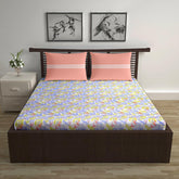 Cotton Double Bedsheet With 2 Pillow Covers - 87 X 100 Inches, Lavender Gold | Smooth & Comfortable For Daily Use - All Weather Coziness & Bedroom Style