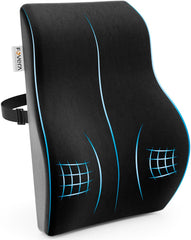 Gel Memory Foam Pillow Car Seat Back Support, For Back Pain Relief, Black, Large Size | Orthopedic Lumbar Back Rest For Pain Relief - Back Pillow For Sitting | Adjustable Pillow