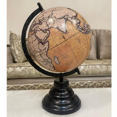 Antique Decorative Spinning World Globe 8 Inch Diameter With Black Stand For Home & Office Decor, Kids & Student Learning, Gift, Political Map, Show Piece, Pack Of 1