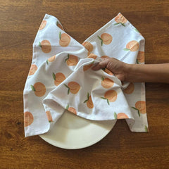 Oak & Lily 100% Cotton Kitchen Napkins Dish Towels 350 Gsm | Premium European Quality Washable, Large Size Kitchen Cloth For Roti, Cleaning, Drying | Peach & Pink (Set Of 3)