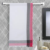 Ecosense Premium Large Cotton Non-Terry Bath Towels 300 Gsm | Soft Absorbent & Comfortable Bath Towels Large Size | Quick Dry Gym, Travel - Pink/Grey Waffle (Pack Of 1)