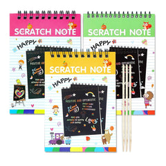 Scratch Notepad For Kids, Theme B1 With Magical Rainbow Color Sheets, Portable | Pack Of 3