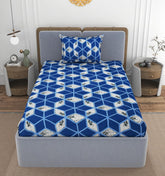 1 Single Bedsheet With 1 Pillow Cover - All Around Elastic Fitted | 100% Premium Fabric Is Lightweight, Soft & Comfortable | Size 36 X 72 X 8 Inches, Dark Blue