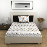 1 Single Bedsheet With 1 Pillow Cover - 57 X 87 Inches, Grey & Brown | 144 Thread Count Lightweight, Soft, Skin Friendly - Everyday Use Cotton Bedsheet