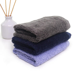 Heelium Bamboo Face Towel 600 Gsm | Ultra Absorbent & Odour-Free 3x Softer Than Cotton Towels | Pack Of 3 - Blue, Grey & Iris