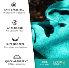 Heelium Bamboo Towel Bath & Hand Towel 700 Gsm | Soft, High Absorbency & Antibacterial Towels (Teal) - Pack Of 2