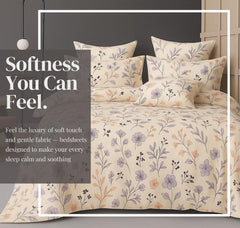 Cotton Double Bedsheets King Size With 2 Pillow Covers | Size 78 X 72+10 Inches, Off White-All Around Elastic Fitted Design Bedsheet