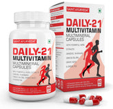 Saint Ayurveda Daily 21 Multivitamin For Men & Women With All 13 Vitamins, Minerals & 5 Powerful Herbs | 60 Capsules , 100gm 0.2lbs
