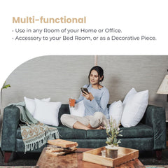 Microfiber Square Soft Pillow Cushion For Sofa & Bed, White - 24 X 24 Inch | Fluffy Pillow For Comfort & Back Support | Hypoallergenic, Washable, Hypoallergenic, White Cover - Pack Of 1