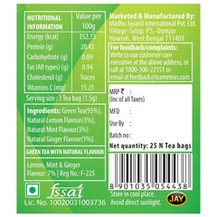 TE-A-ME Mint, Lemon & Ginger Revive Green Tea - Pack Of 2 X 25 Tea Bags | Boosts Immunity & Metabolism - 100% Natural Ingredients