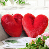 Heart Shape Pillow, Soft Cushion Pillow For Car & Room Decoration, Red Color - 18 Inches | Decorative Plushie Cushions For Sofa & Bed | Head Rest Pillow, Furniture Cushion - Pack Of 2