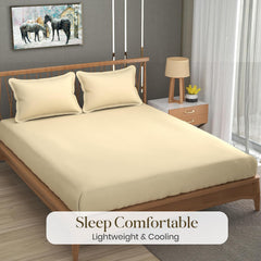 Queen Size Solid Plain Bedsheet Set Includes 2 Pillow Covers - 90 X 95 Inches, Ivory | Exceptional Softness & Breathability | Premium Microfiber Material