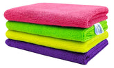 Softspun Microfiber Cloth 340 Gsm | Super Soft Absorbent Cleaning Towels Cleans & Polishes Everything In Your Home - Pack Of 4 (Multi Colour)