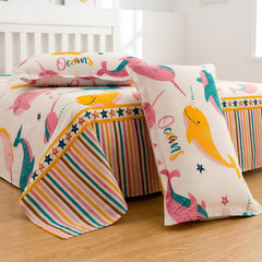 Kids Double Bed Bedsheet Set With 2 Pillow Covers - 88 X 100 Inches, Baby Pink & Yellow | Soft Bedding For Boys & Girls | Bubbly Buddies Design