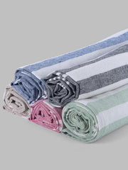 VäRde Premium Handloom Bath Towels 180 Gsm | Towel For Men & Women | Striped & Solid Pattern (Blue, Black, Beige, Pink & Grey, Set Of 5)