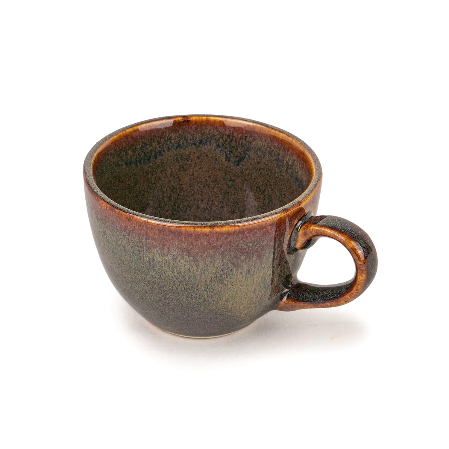 Ceramic Tea Cups Set Of 6 - Brown Reactive, 200ml Each | Tea Cup Set With Glossy Finish - Ceramic Tea Cup Set | Tea Cups Only - Microwave Safe & Dishwasher Safe Ceramic Tea Cups Set Of 6 - Brown Reactive, 200ml Each | Tea Cup Set With Glossy Finish - Ceramic Tea Cup Set | Tea Cups Only - Microwave Safe & Dishwasher Safe