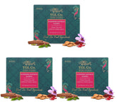 TGL Co. Kashmiri Saffron Kahwa Green Tea - Pack Of 3 X 16 Pyramid Tea Bags | Enhance Digestion, Boost Immunity, Relieves Stress - Medium Caffeine, Rich In Taste