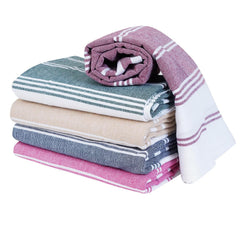 Comfort Weave Cotton Striped Bath Towels 250 Gsm Multicolor (Set Of 5)