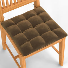 Square Chair Pads Cushion, For Comfortable Sitting, Brown Color - 40 X 40 Cm | Seat Cushions With Ties For Sitting, Pooja, Dining & Office Table | Furniture Cushion, Washable - Pack Of 1