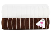Casa Copenhagen Designed In Denmark Estatic Super Soft 2 Pieces 100% Cotton Large Bath Towel 525 Gsm - Toffee & White