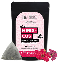 The Tea Trove Organic Hibiscus Herbal Tea Bags In Resealable Pouch - 40 Pyramid Tea Bags | Caffeine Free Tea For Hair Vitality - Steep Hot Or Iced