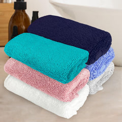 Heelium Bamboo Face Towel 1 Kg | Ultra Absorbent & Odour-Free 3x Softer Than Cotton Towels | Pack Of 6 -Iris, White, Light Grey, Peach, Blue & Teal