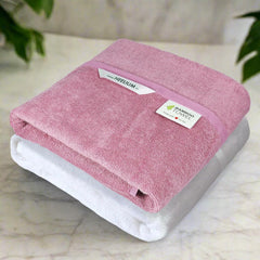 Heelium Bamboo Bath Towel 3x Softer & Quick Drying 400 Gsm (Peach & White)