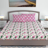 Cotton Extra Double Bedsheet For King Size With 2 Pillow Covers | 108 X 108 Inches, Multicolor - Ideal For Home, Guest House, Hotel | Soft & Breathable Fabric