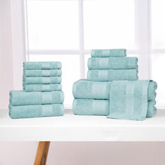 Trident Soft Comfort Air Rich Bath Towels 500 Gsm | 100% Cotton Towel, Super Soft, Highly Absorbent 12 Pieces Towel Set (Nile Blue)