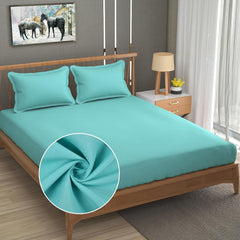 Queen Size Solid Plain Bedsheet Set Includes 2 Pillow Covers - 90 X 95 Inches, Aqua | Exceptional Softness & Breathability | Premium Microfiber Material